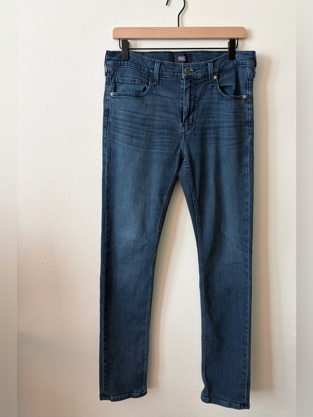 PAIGE Lennox Men's Slim Straight Jeans Dark Wash Sz 33 Stretch Denim